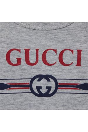 Light grey cotton jersey Navy trim T-shirt GUCCI KIDS | 548140XJGY31151